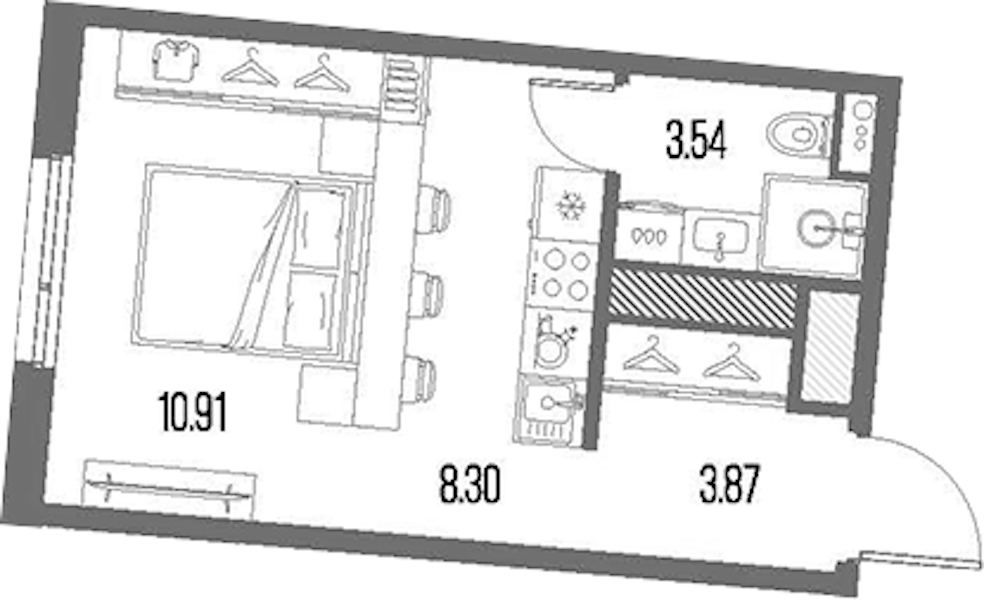 Квартира студия 26.62 м², 9/10 эт., ЖК «LEGENDA Васильевского»